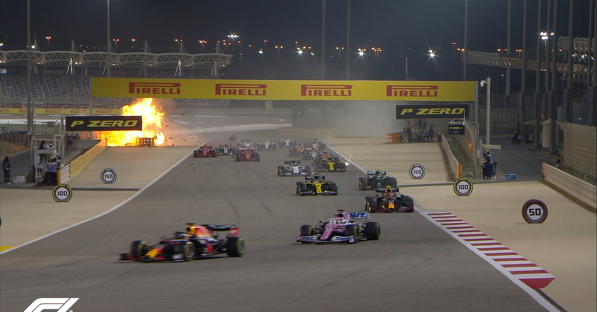Формула 1 2024 результаты гонок. Грожан авария Бахрейн 2020.
