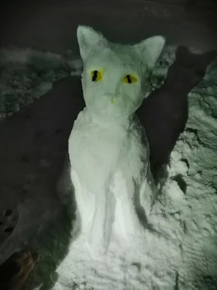 Snow cat - My, Homemade, snowman, cat