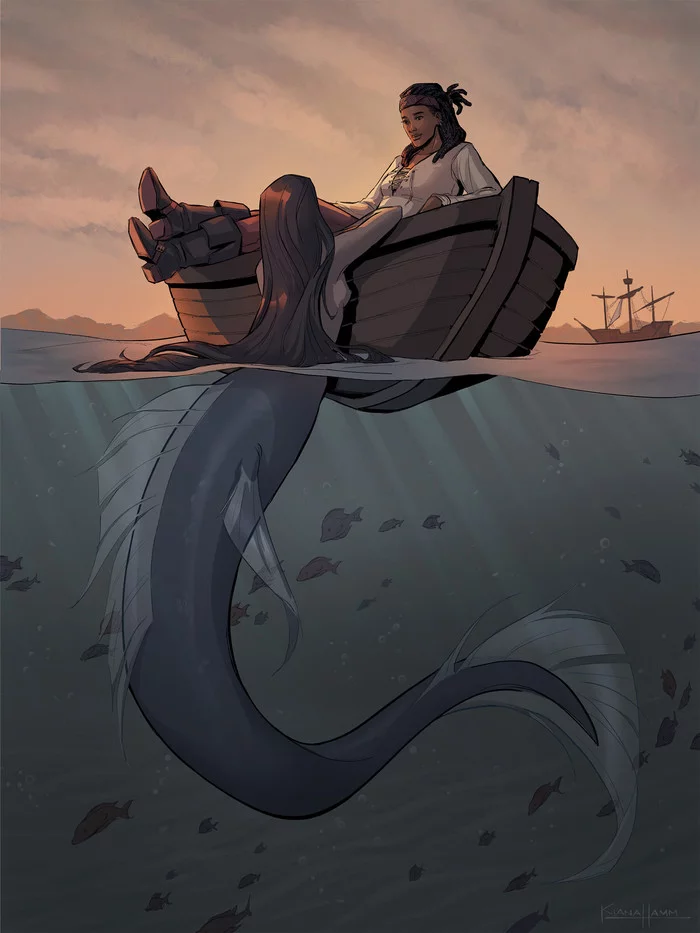 Pirate and mermaid - Art, Drawing, Mermaid, Pirates, Kiana Hamm