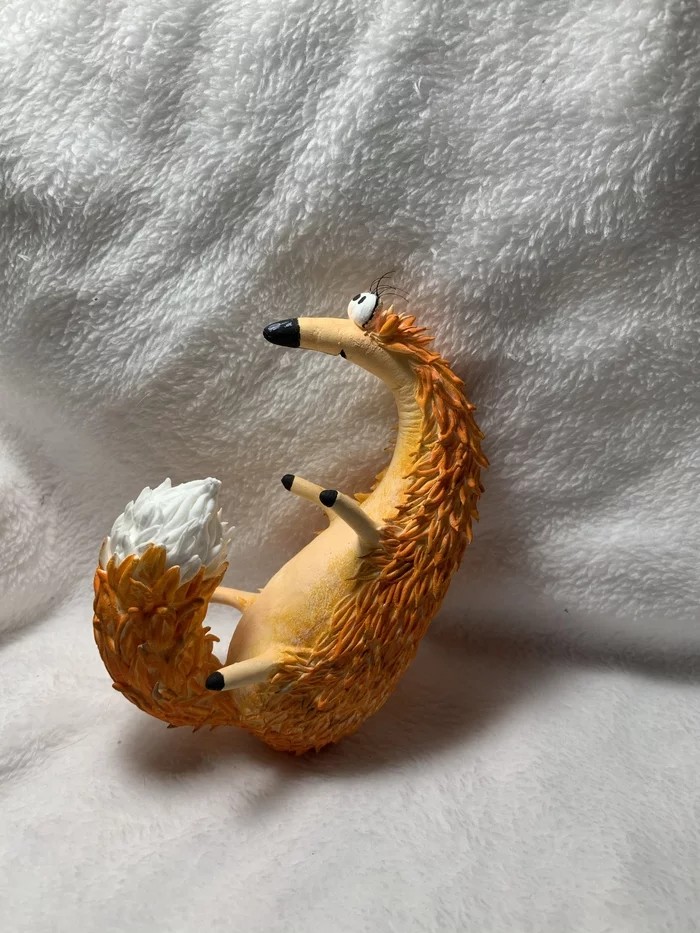 Well, that’s probably how it should be, or maybe it’s a cartoon animal again!) - My, Polymer clay, Needlework without process, Fox, Longpost