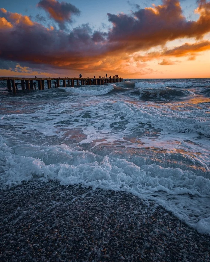 Sunset in Evpatoria - Evpatoria, Crimea, Sunset, Black Sea, Sea, Sky, The photo