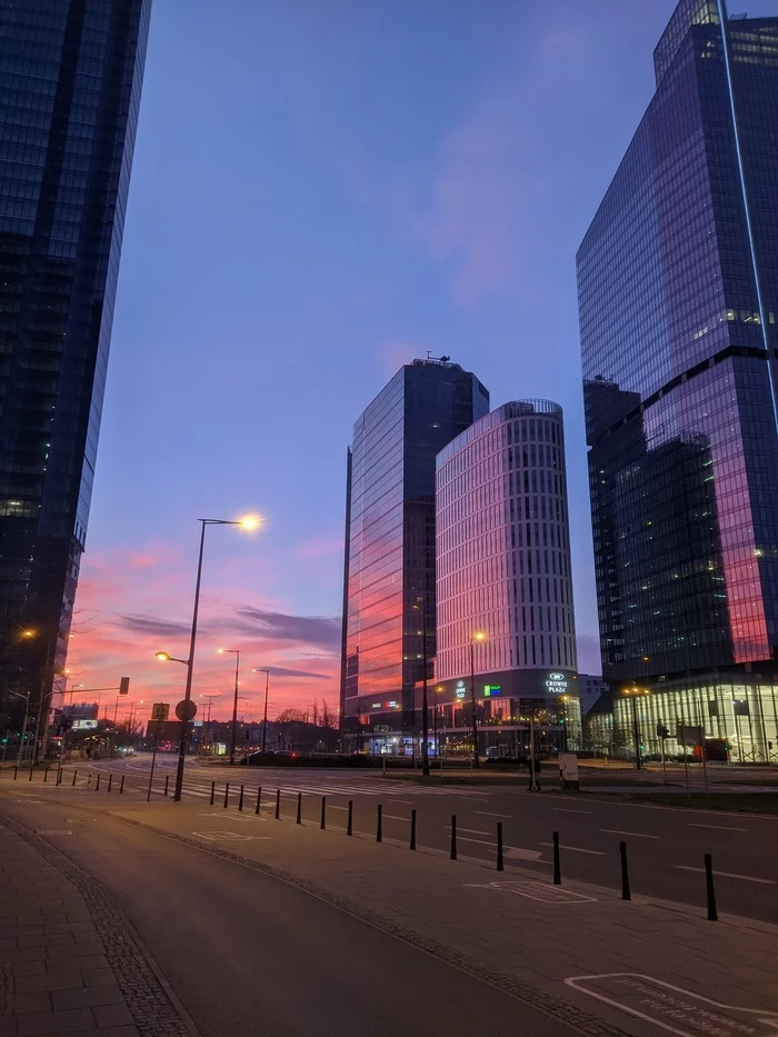 Warsaw city center from the 38th floor, at sunrise and sunset - My, Warsaw, Height, Skyscrapers, Sunrises and sunsets, Longpost
