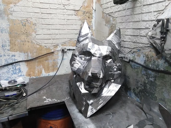 Polygonal steel wolf. Progress - My, Wolf, Welding, With your own hands, Papercraft, Handmade, Longpost