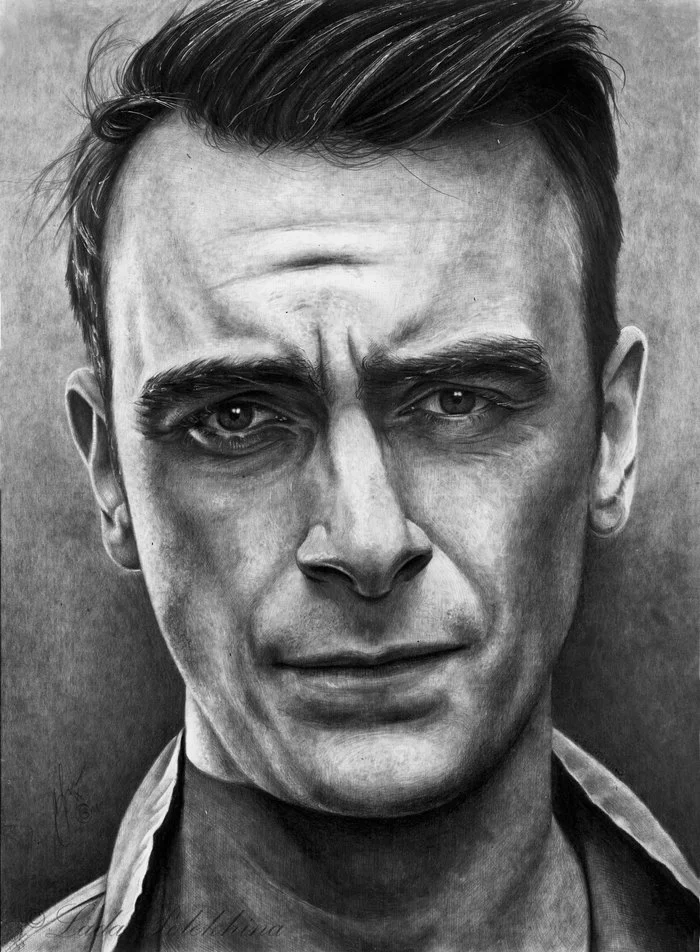 Portrait with a simple pencil. Rudy Wade - My, Portrait, Pencil drawing, Graphics, Joseph Gilgan, Garbage, Serials, Celebrities, Actors and actresses, Rudy