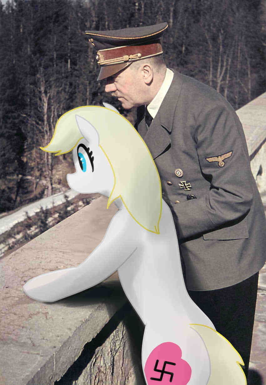 Гитлер и его пони Арианна на террасе Бергхофа. - My Little Pony, Original Character, Адольф Гитлер, Nazi, Свастика