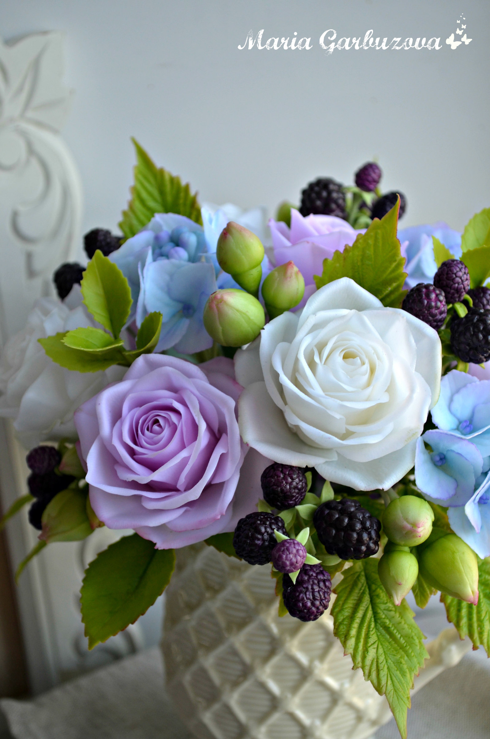 Interior compositions with handmade flowers from cold porcelain - My, With your own hands, Polymer clay, Cold porcelain, Longpost