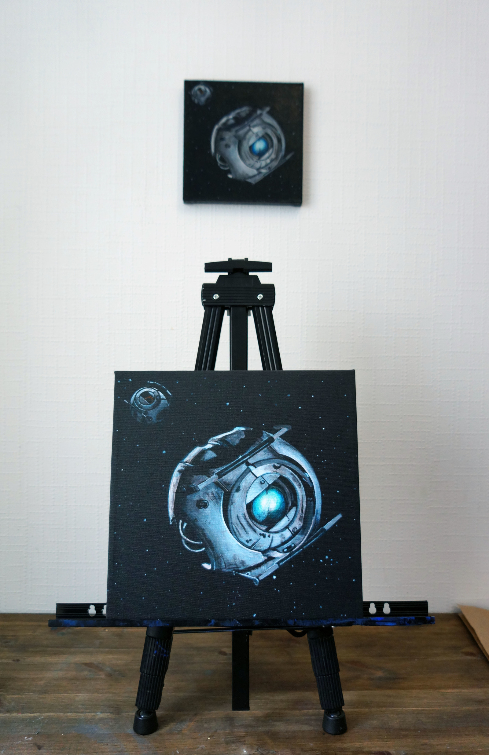 Wheatley from Portal 2 - My, Canvas, Acrylic, Painting, Portal 2, Valve, Space, Longpost