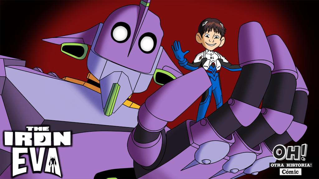 A little stubbornness won't hurt... - Evangelion, Shinji Ikari, Eva 01, Crossover, Iron Giant, , Light addiction