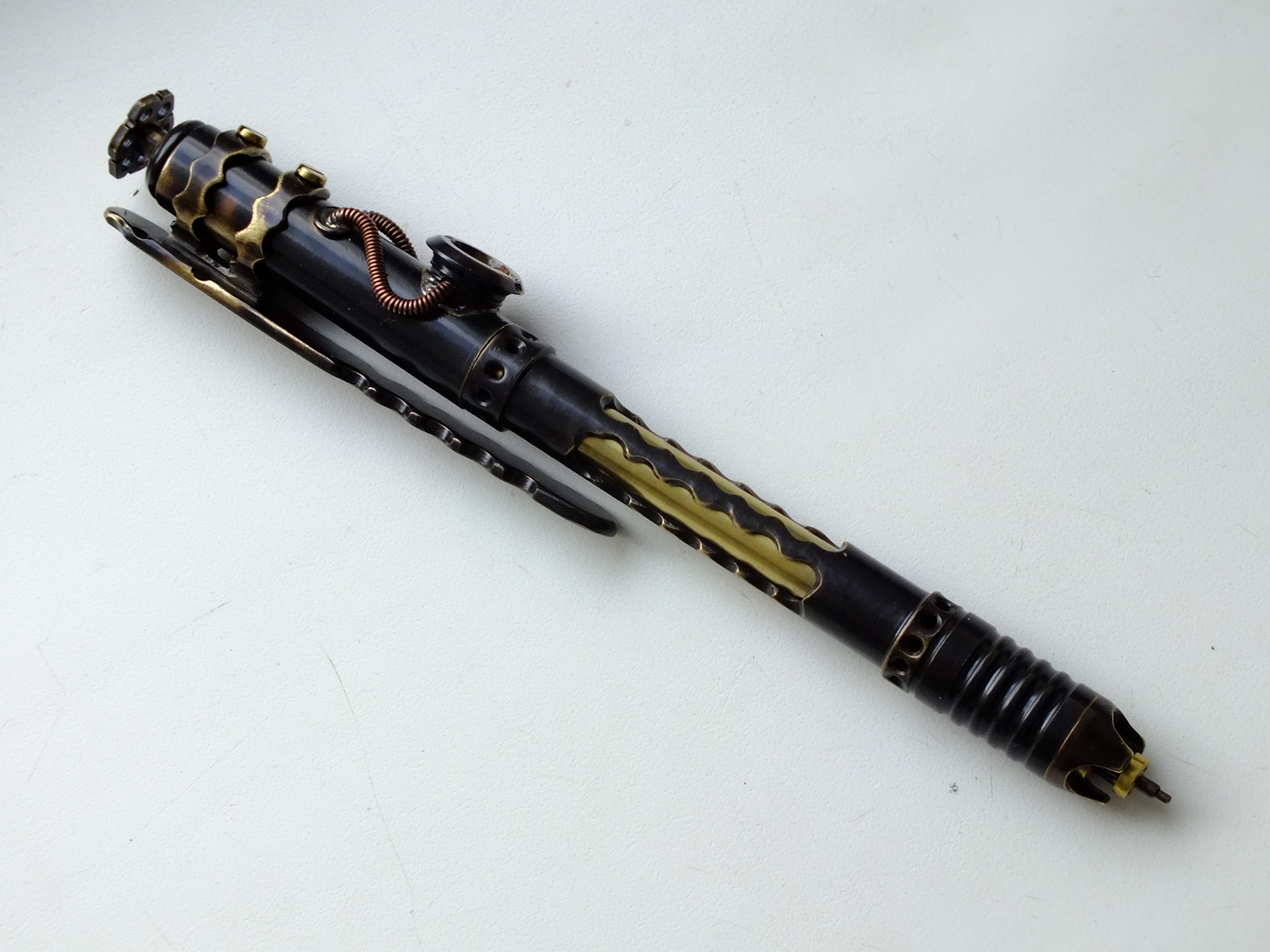 Steampunk themed pen Sting - My, Steampunk, Pen, , Needlework without process, With your own hands, Longpost