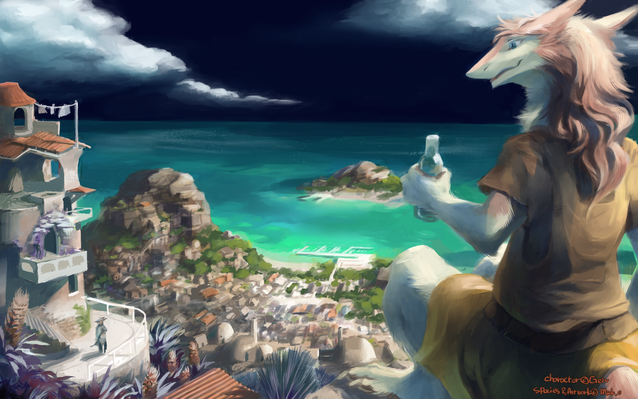 The Ocean of Gold Ring - , Furry, Art, Sergal, Landscape