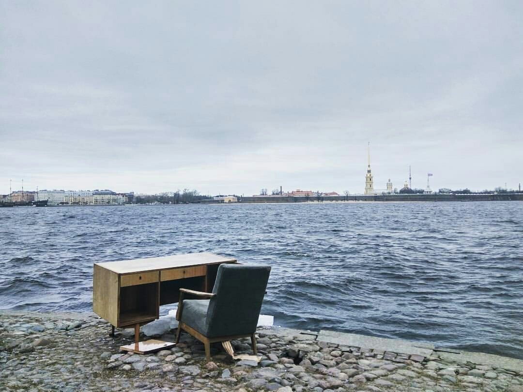 Workplace with a view of the Neva - Table, Armchair, Neva, Saint Petersburg, From the network