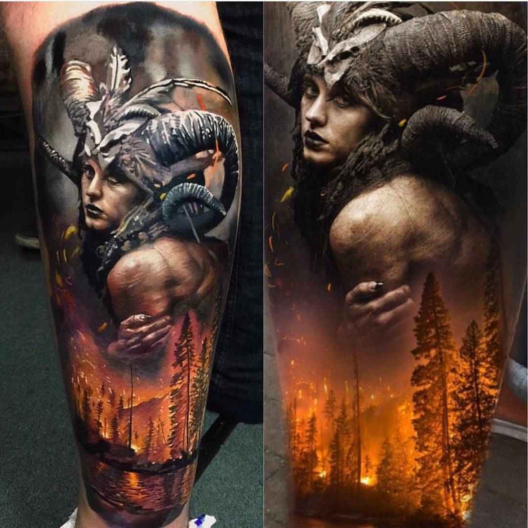 Idea and execution - Tattoo, Fire, Horns