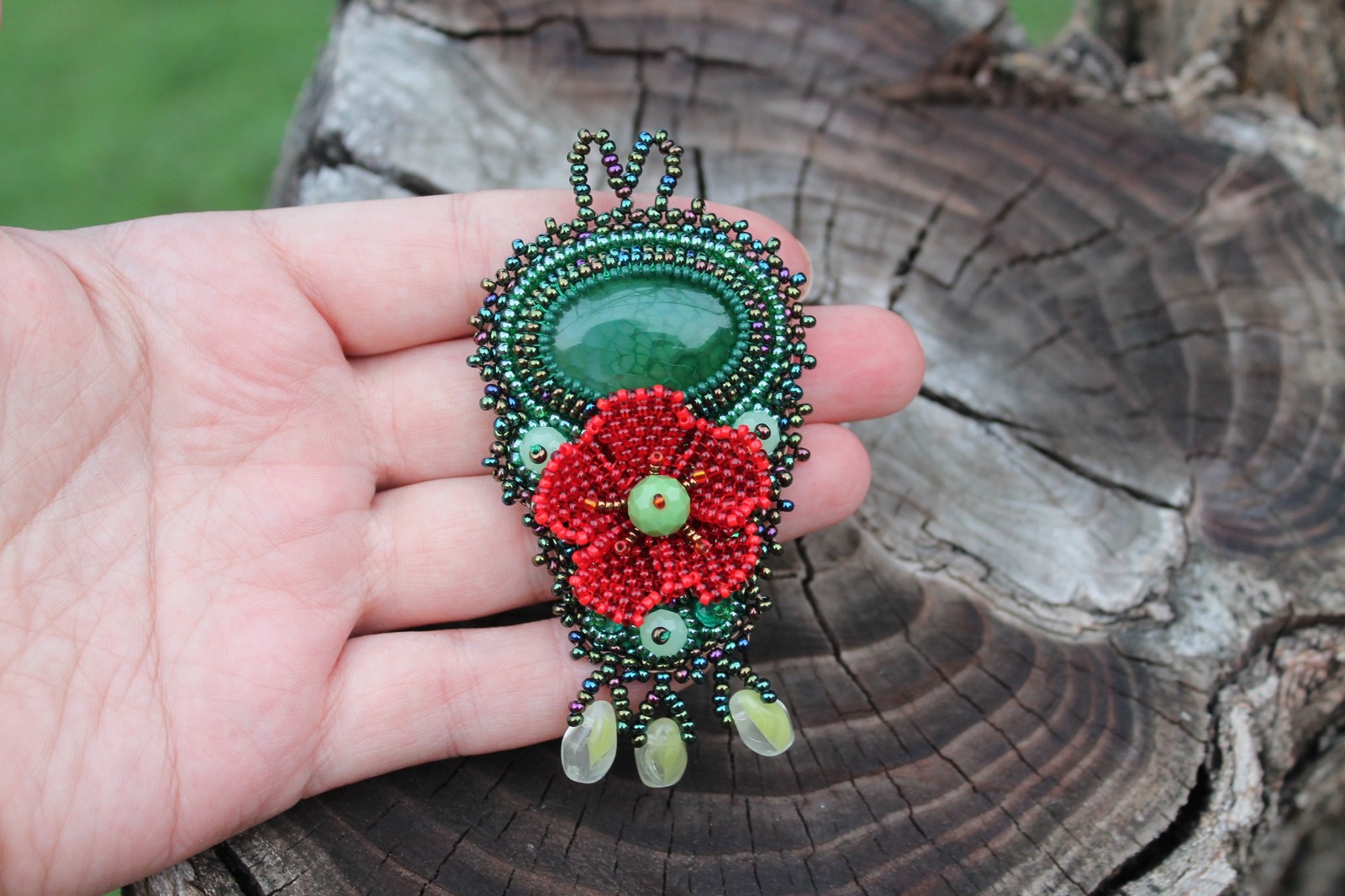 And again beads - My, Hikupta, , Flowers, Brooch, Needlework without process, Longpost