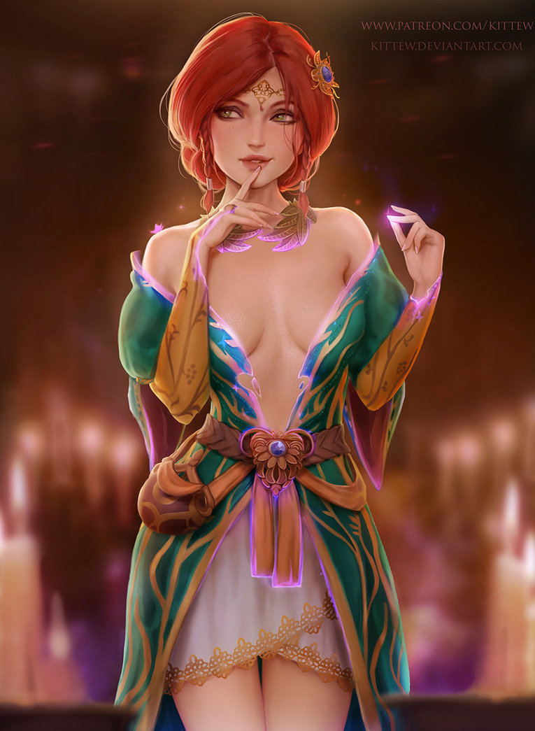 Triss Magic - Deviantart, Art, Drawing, Fantasy, Witcher, Triss Merigold, Kittew