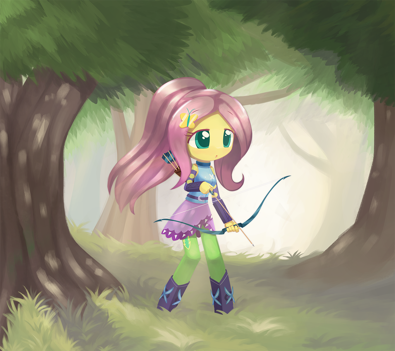 Archer Fluttershy - My Little Pony, Equestria Girls, Fluttershy, Howxu