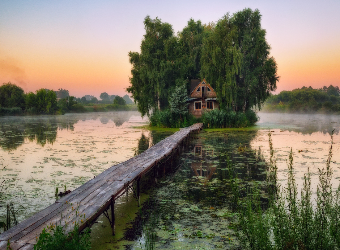 Visiting a fairy tale - , Zhytomyr region, House, Lake, Morning, The photo