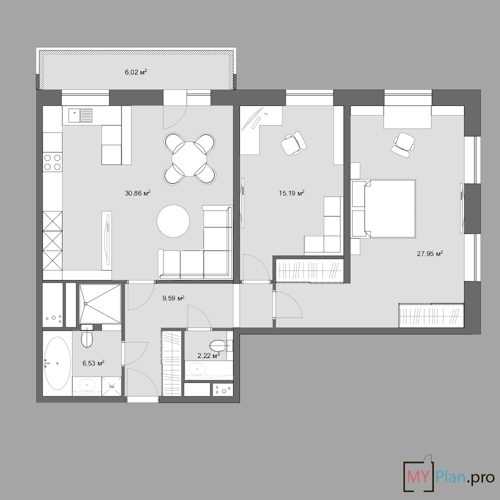 Three options for one apartment Part 2 - My, Layout, , Arrangement, Interior Design, Longpost