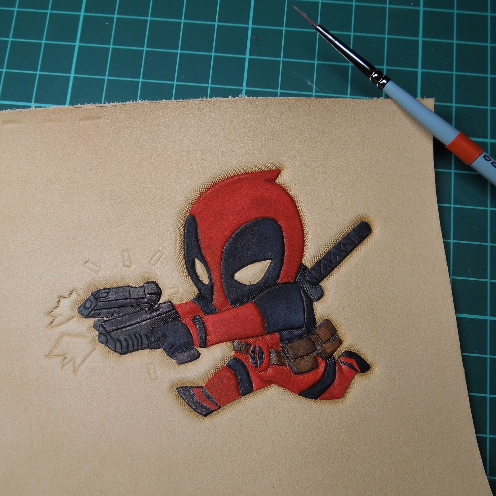 Wallet Deadpool - My, Leather, Handmade, Wallet, Embossing on leather, Marvel, Deadpool, Longpost