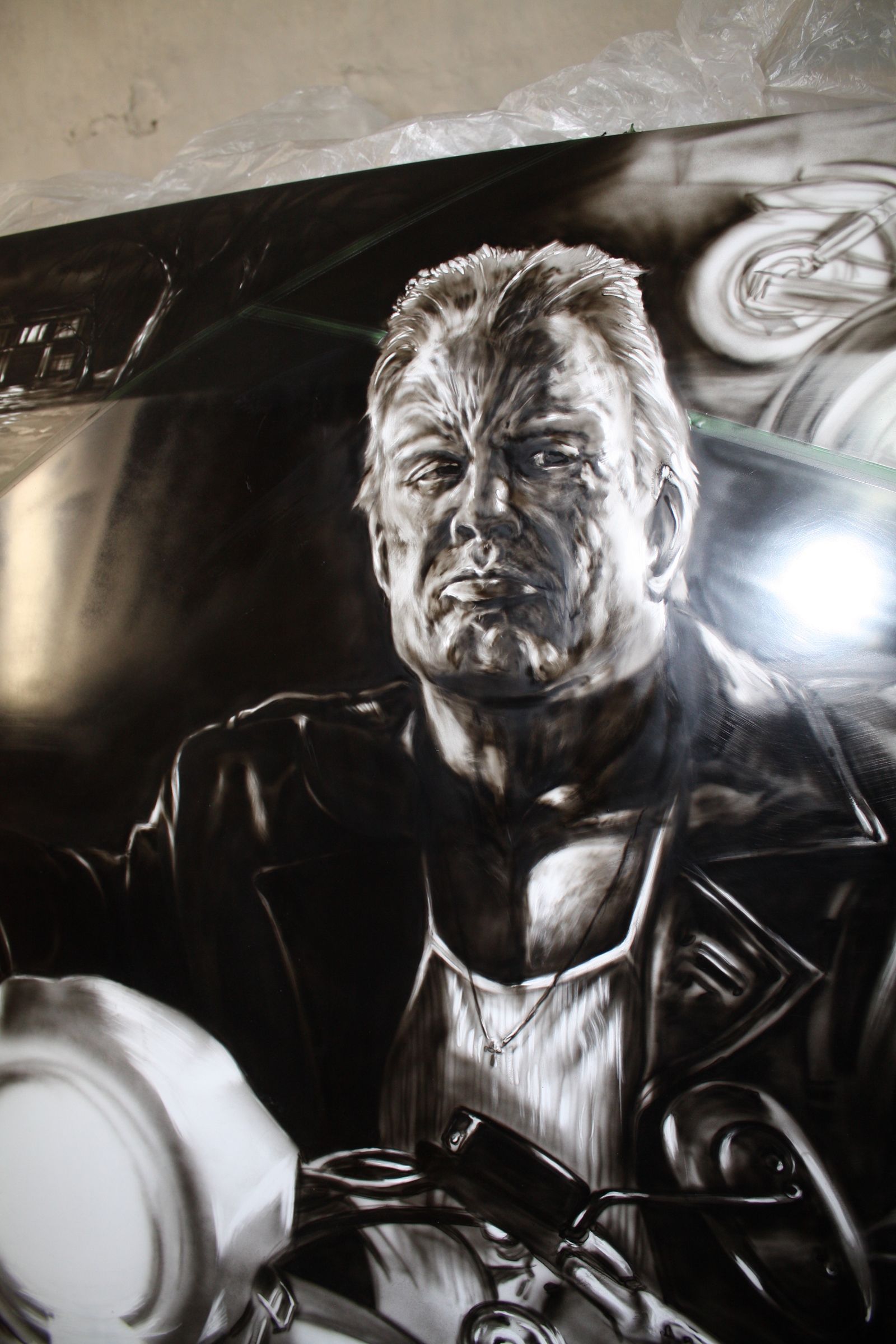 In the process of drawing on the trailer on the theme of Sin city - My, Airbrushing, Tyumen, Sin City, Longpost, Auto, Movies, Jessica Alba, Weapon, Trailer