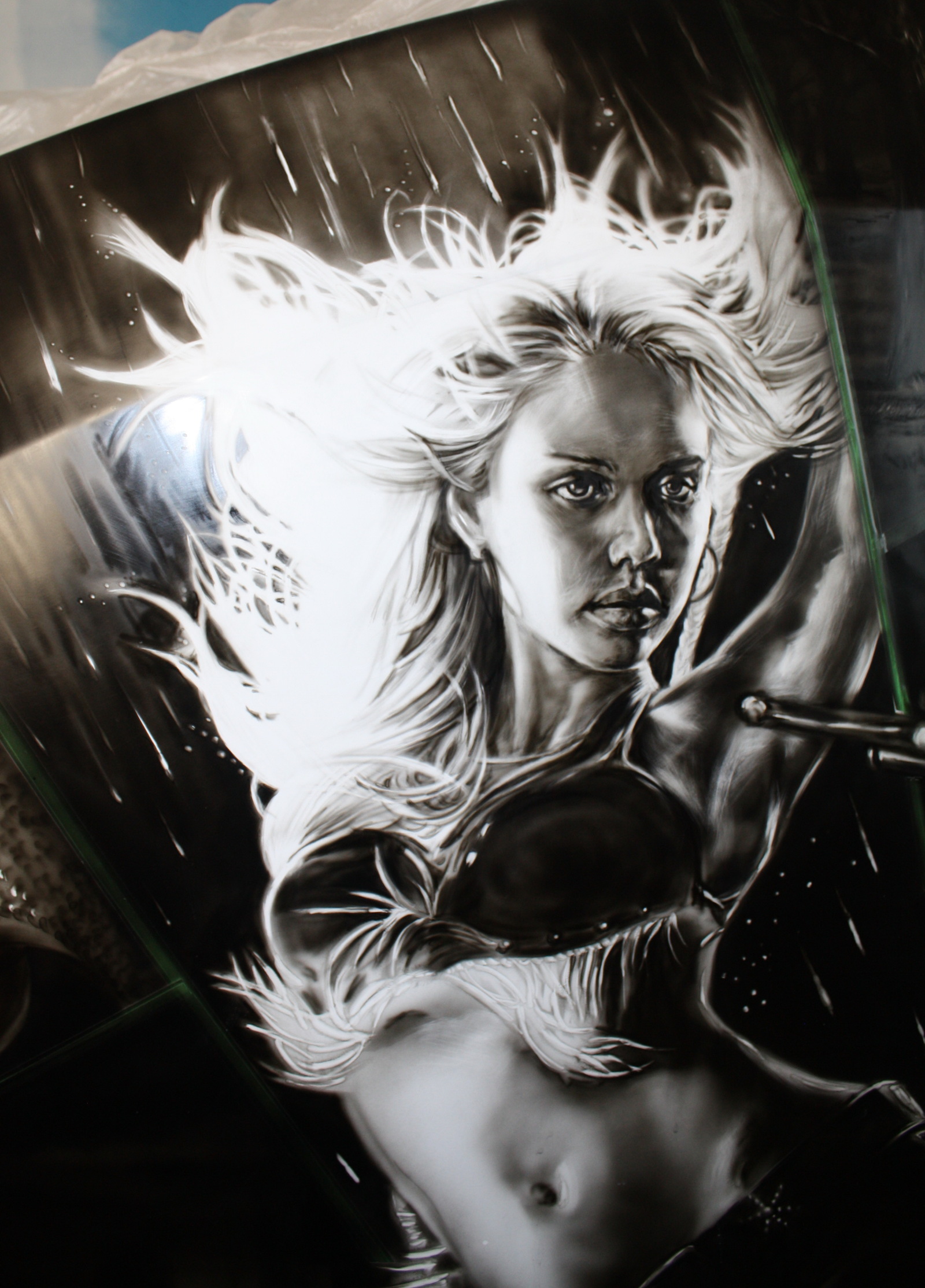 In the process of drawing on the trailer on the theme of Sin city - My, Airbrushing, Tyumen, Sin City, Longpost, Auto, Movies, Jessica Alba, Weapon, Trailer