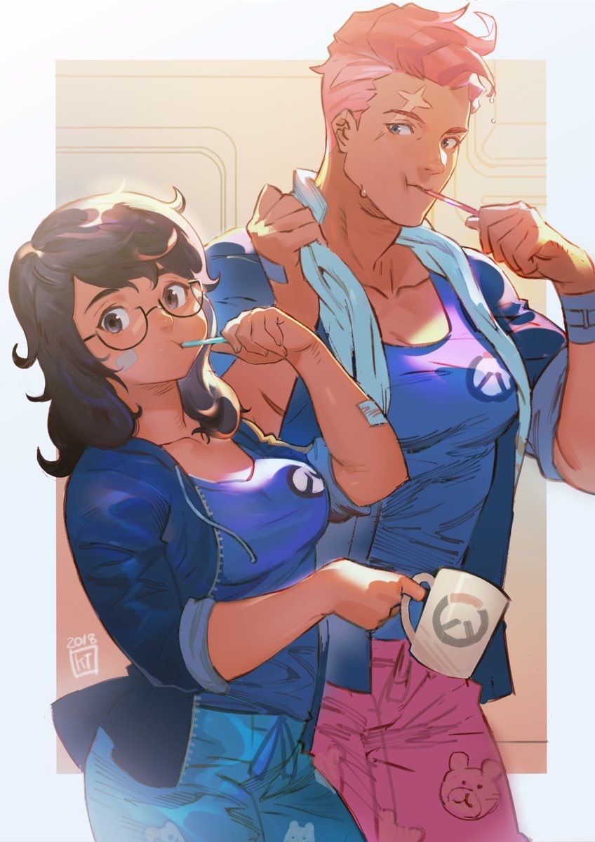 Morning from May and Dawn to you - Overwatch, Mei, Zarya, 