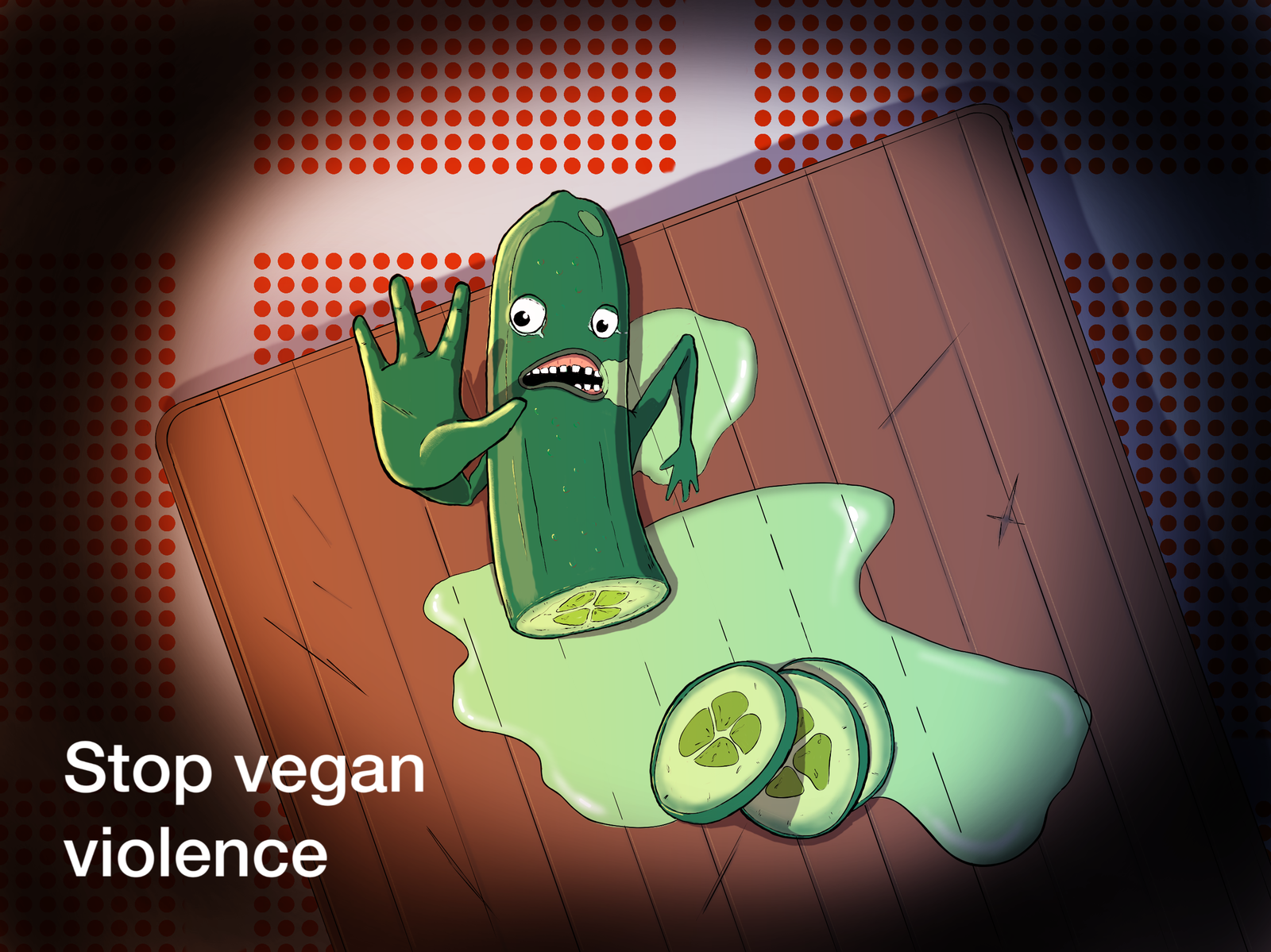 Vegan violence - My, Vegan, Violence, Vegetarianism, Drawing, Digital drawing, Cucumbers, Vegetables, Humor