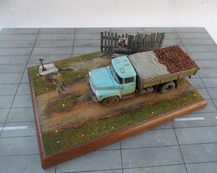 Zil 130 with potatoes. - Stand modeling, Diorama, ZIL-130, Longpost