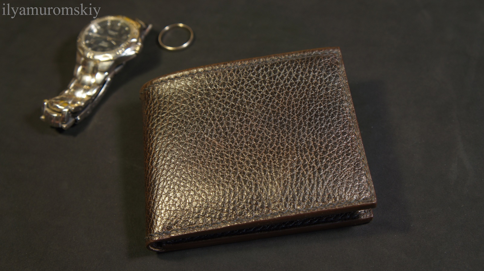 Skin work. Classic wallet. - My, My, Leather, Handmade, Wallet, Needlework without process, Longpost, Ilyamuromskiy