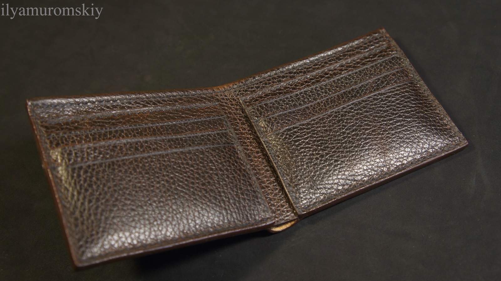 Skin work. Classic wallet. - My, My, Leather, Handmade, Wallet, Needlework without process, Longpost, Ilyamuromskiy