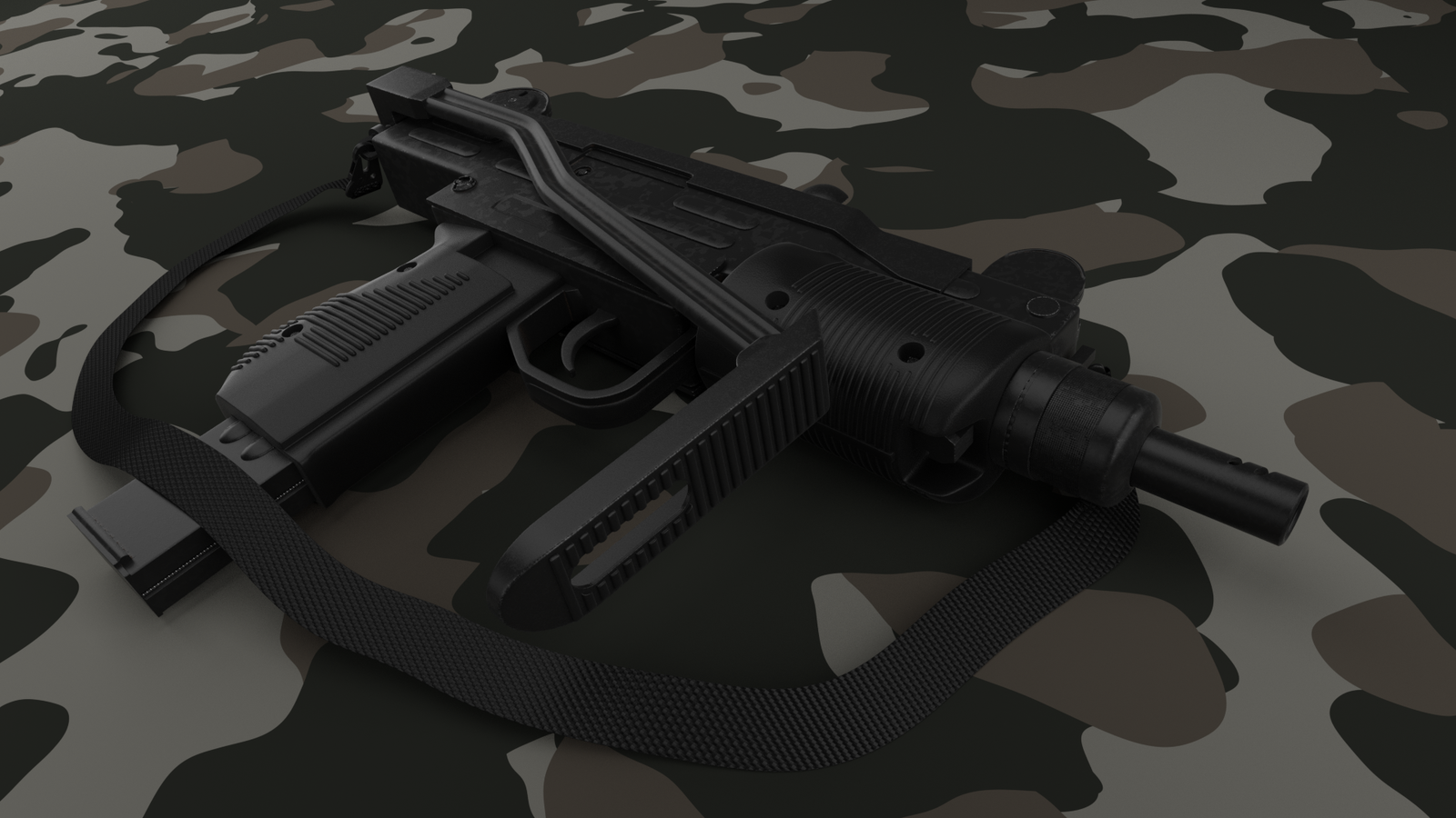 Pneumatic UZM - My, Blender, Cycles, 3D, Weapon, Airguns, 3D modeling, Longpost