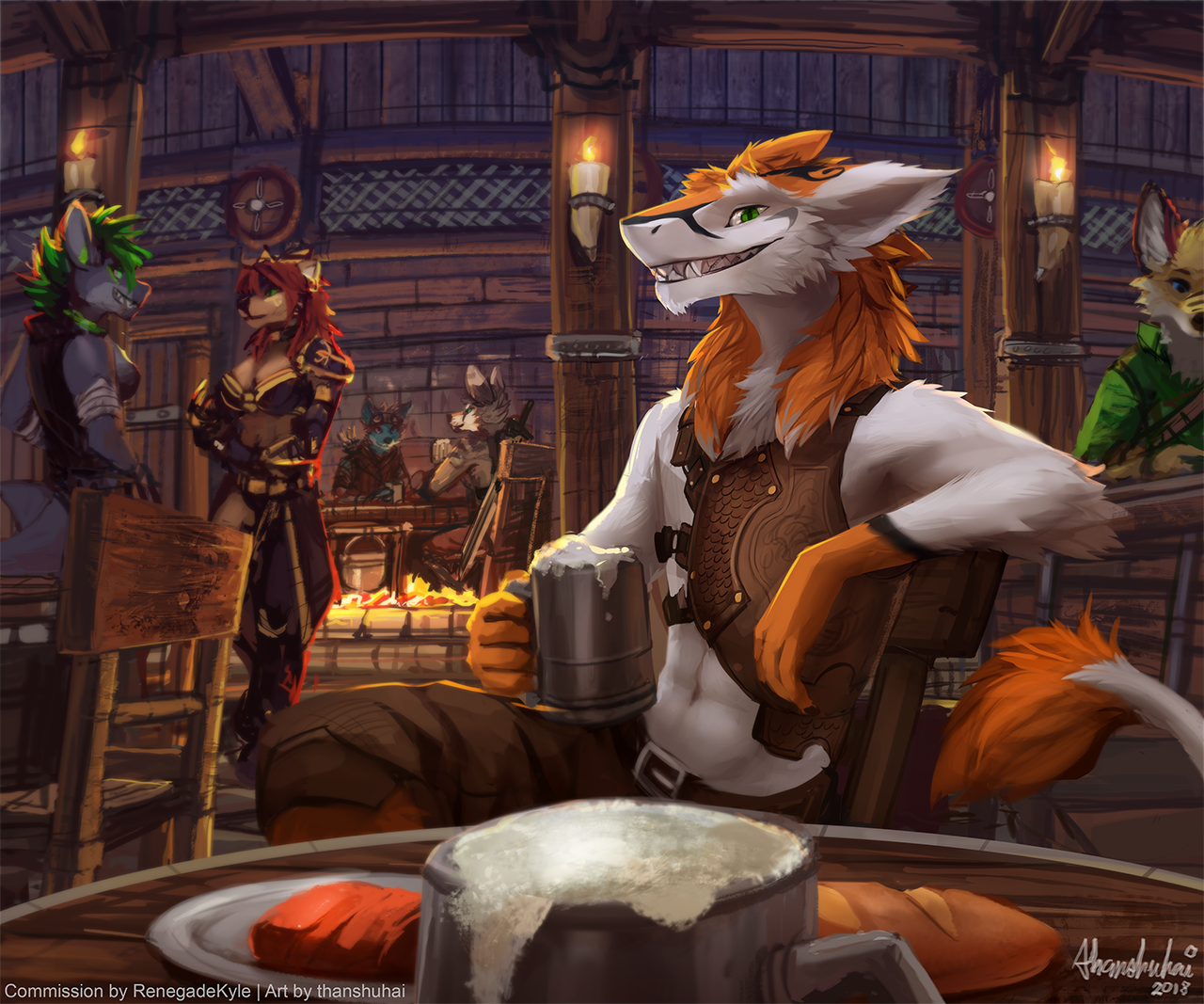 Beer - Furry, Art, Thanshuhai, Sergal, Beer