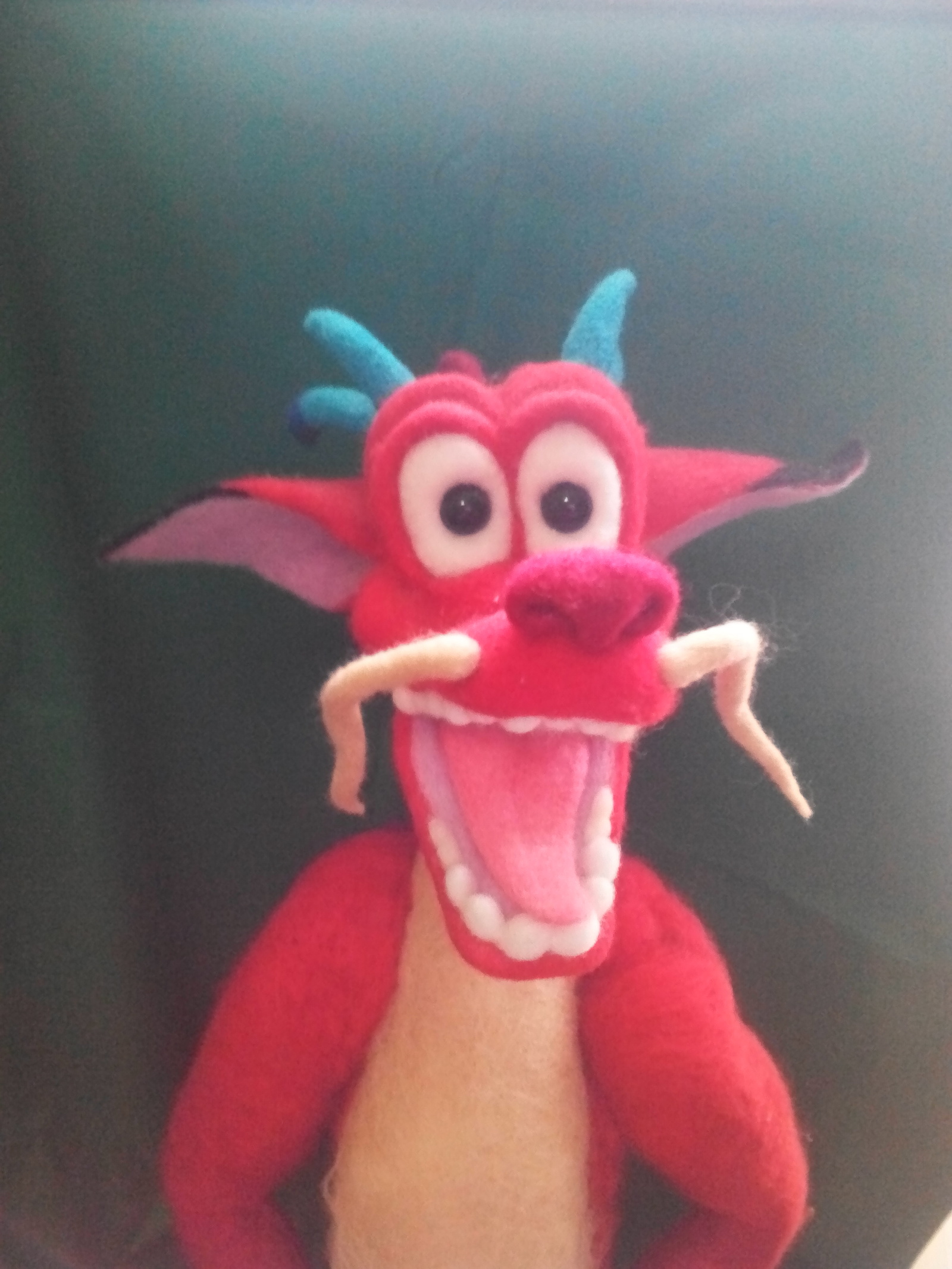 Dragon Mushu - My, Handmade, Dry felting, The Dragon, Mushu, , Mulan, , Needlework without process, Longpost