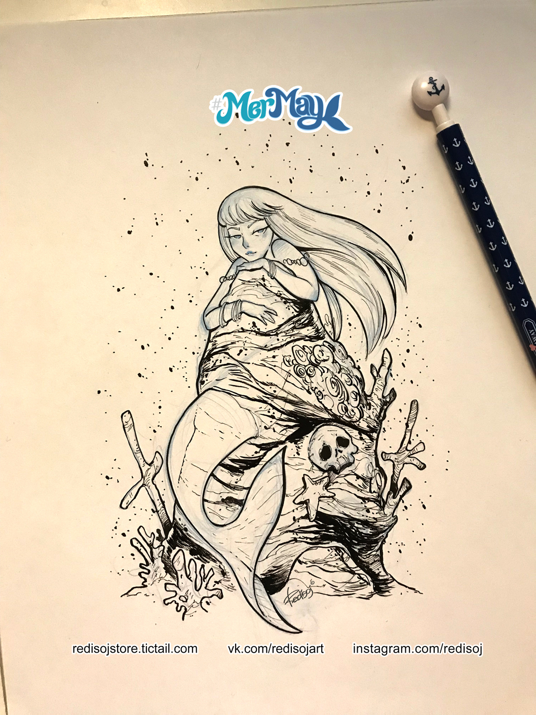 MerMay 2018 - 10
 - My, Redisoj, Mermay, Images, Art, Drawing, Sketch, Mermaid, Longpost