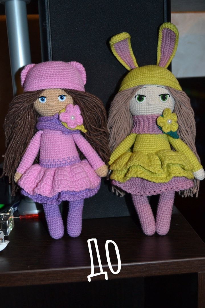 Makeup works wonders - My, Knitting, Doll, Longpost