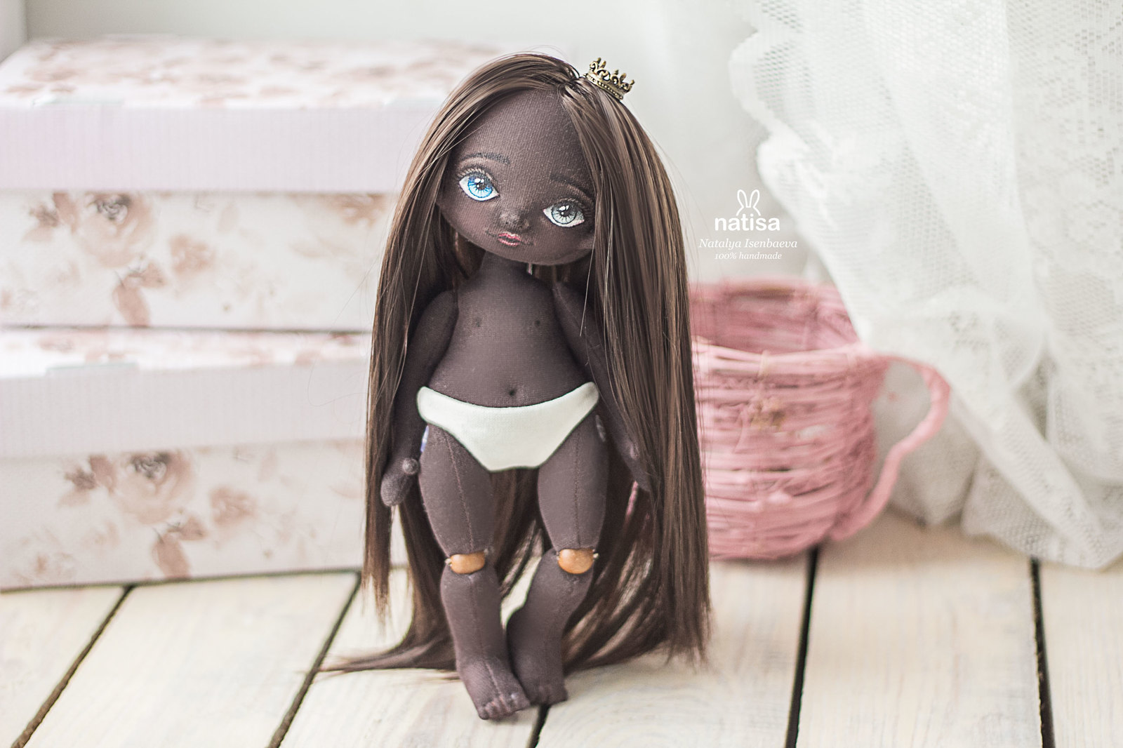 Textile black woman with heterochromia - My, Black people, Doll, Textile doll, Longpost