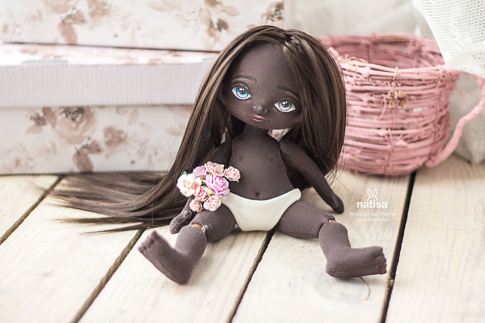 Textile black woman with heterochromia - My, Black people, Doll, Textile doll, Longpost