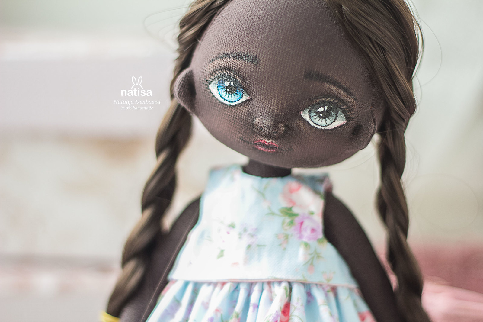 Textile black woman with heterochromia - My, Black people, Doll, Textile doll, Longpost