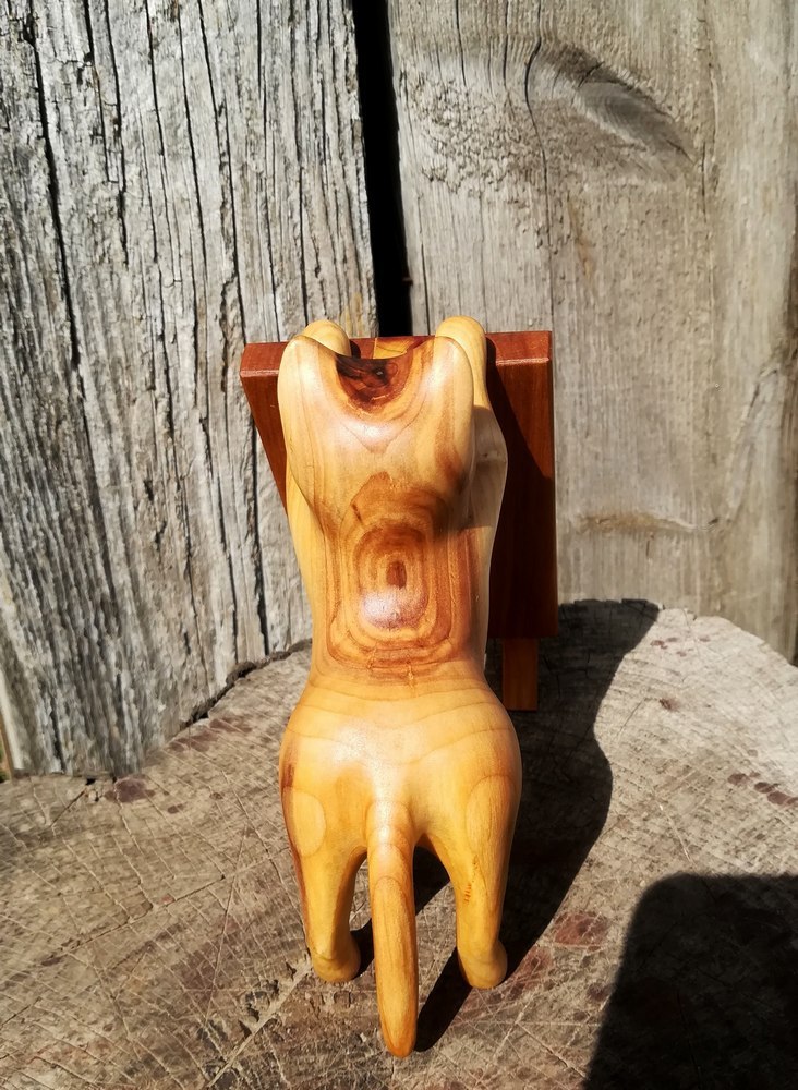 acacia cat - My, Wood carving, cat, With your own hands, Phone stand, Handmade, Longpost