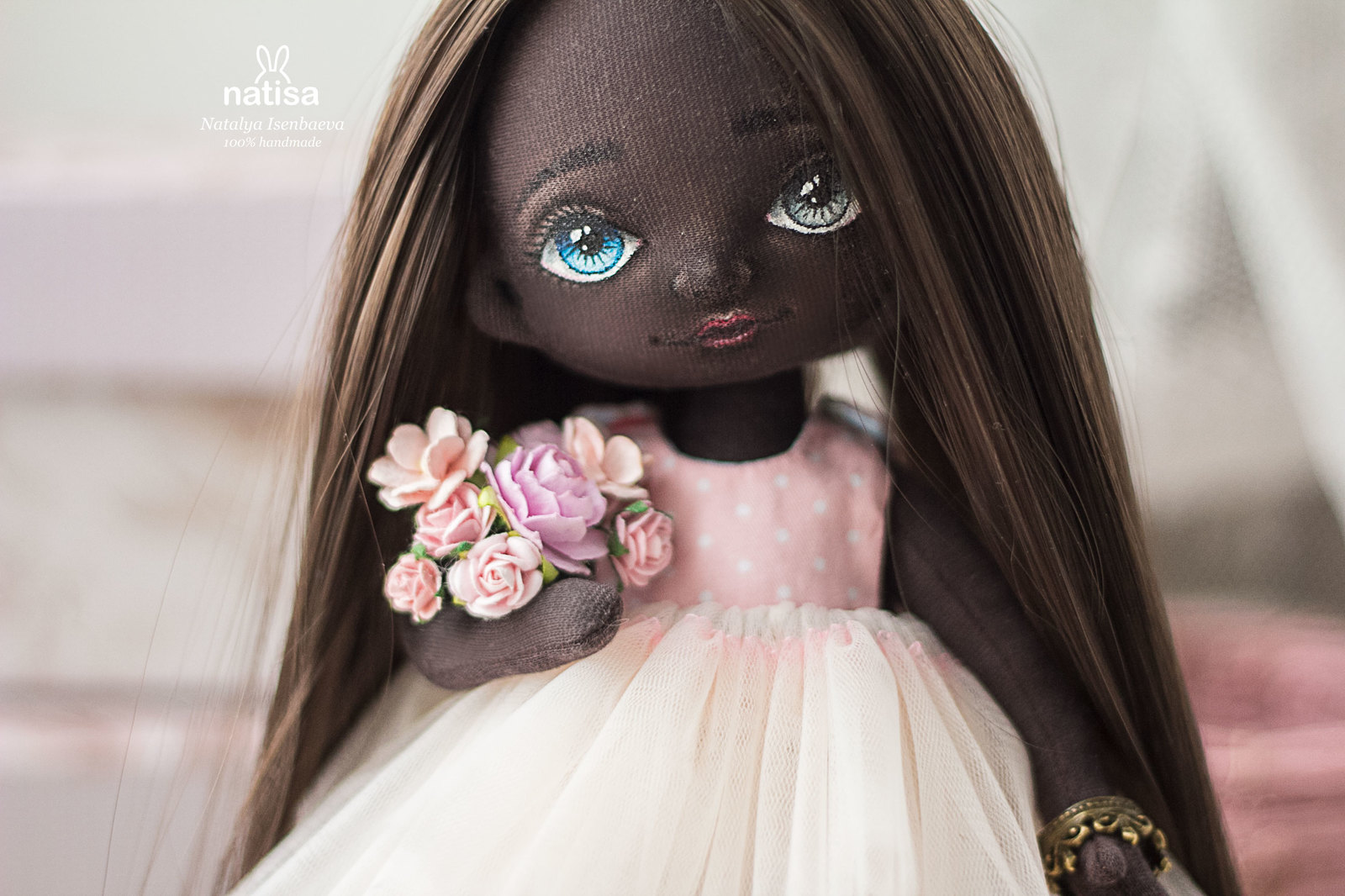 Textile black woman with heterochromia - My, Black people, Doll, Textile doll, Longpost