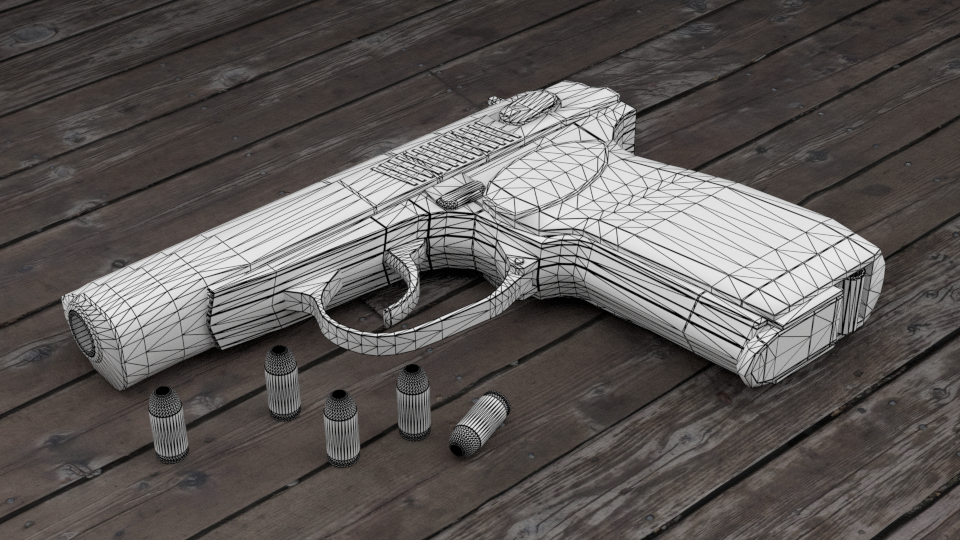 Makarov pistol (3d) - My, Blender, Cycles, Weapon, 3D modeling, 3D, Pistols