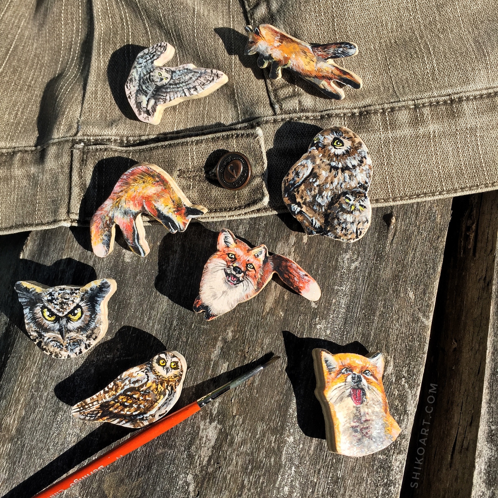 Hand-painted badges - My, Creation, Icon, Fox, Owl, Drawing, Interesting, Friday tag is mine, Art, Longpost