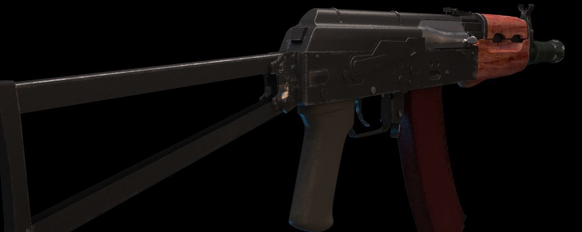 From the archive of my works #2. AKS-74U - My, 3D, Kalashnikov, Weapon, Art, , Render