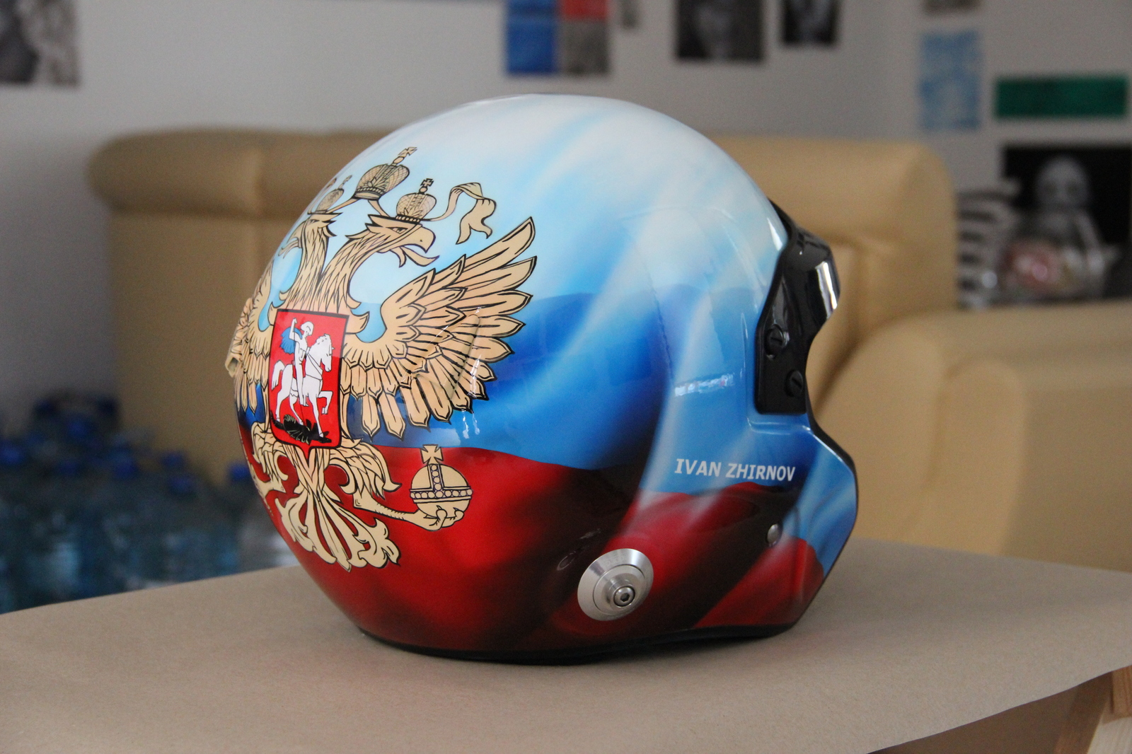 Patriotic airbrushing on the helmet. - My, Airbrushing, Painting, Helmet, Russia, Patriotism, Coat of arms, Kaliningrad, Art39inc, Longpost