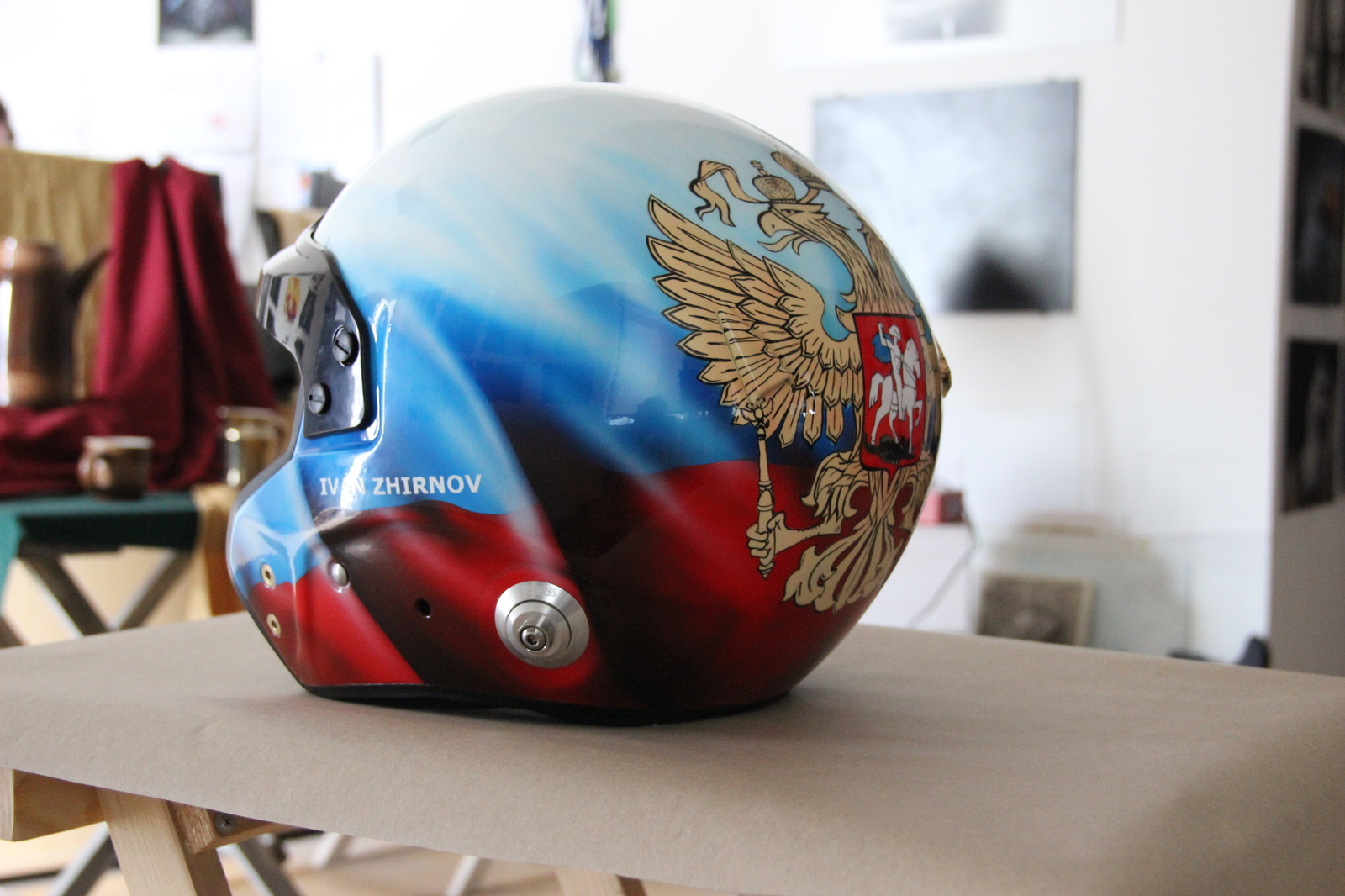 Patriotic airbrushing on the helmet. - My, Airbrushing, Painting, Helmet, Russia, Patriotism, Coat of arms, Kaliningrad, Art39inc, Longpost