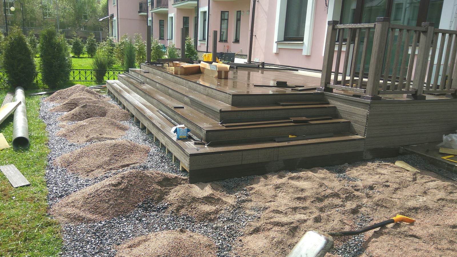 Hedge. Terrace. Step by step paving - My, Terrace, Paving stones, Lawn, Dacha, Landscape design, Saint Petersburg, Longpost