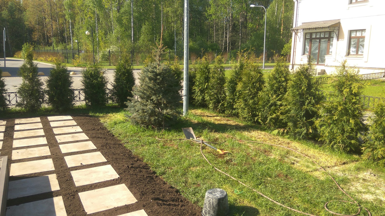 Hedge. Terrace. Step by step paving - My, Terrace, Paving stones, Lawn, Dacha, Landscape design, Saint Petersburg, Longpost