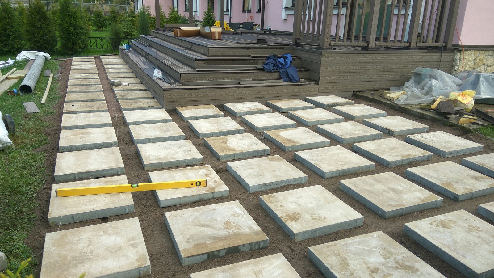 Hedge. Terrace. Step by step paving - My, Terrace, Paving stones, Lawn, Dacha, Landscape design, Saint Petersburg, Longpost