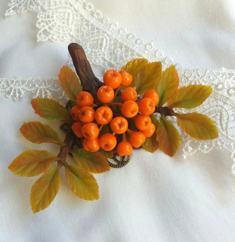 Rowan - My, Polymer clay, Rowan, Лепка, Needlework, Needlework without process, Brooch