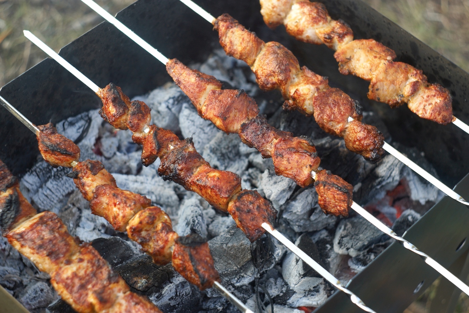 Fried retrospective - My, Shashlik, B-B-Q, BBQ, Meat, Bonfire, Brazier, Bricks, Yummy, Longpost