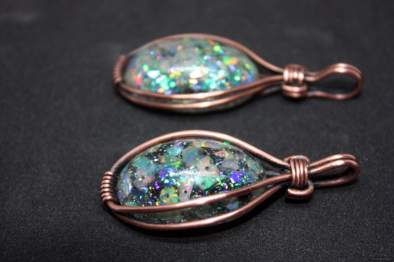 Ethiopian opals in glass - My, Needlework without process, Wire wrap, Opal, Pendant, Suspension, Copper, Natural stones, Bijouterie, Longpost